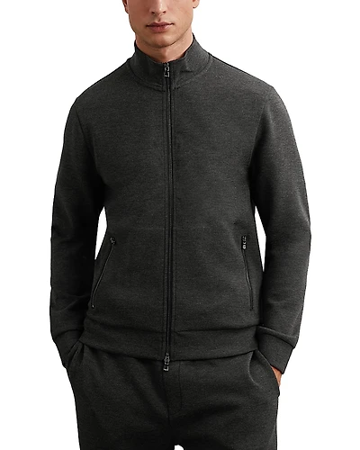 Reiss Cortona Long Sleeved Double Faced Jersey Zip Through Funnel Neck Jacket