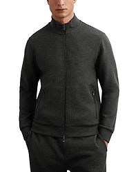 Reiss Cortona Long Sleeved Double Faced Jersey Zip Through Funnel Neck Jacket
