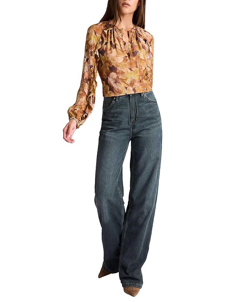 Santorelli Skyla Long Sleeve Ruffle Blouse