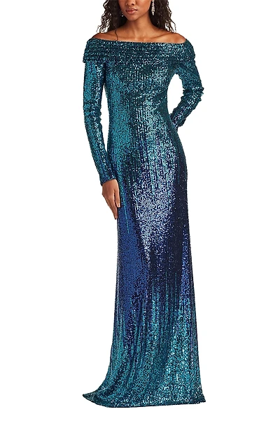 Tadashi Shoji Vionne Off-Shoulder Sequin Gown
