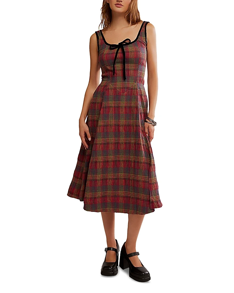 Free People Freya Plaid Midi Dress