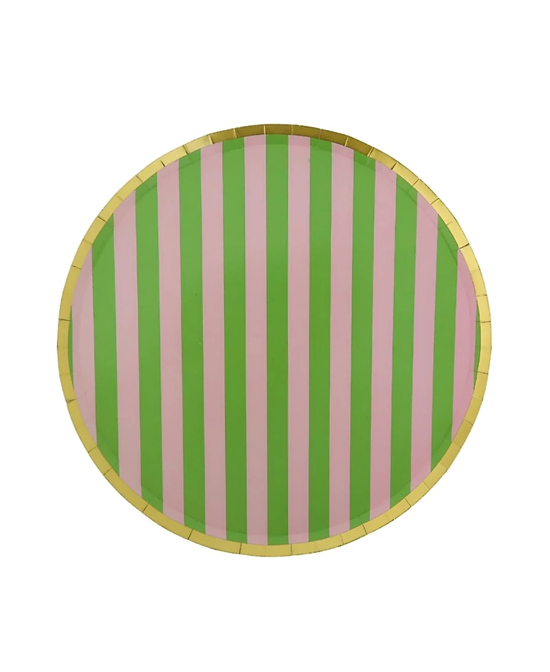 Jollity & Co. Camp Bachelorette Striped Paper Dinner Plates, Set of 8