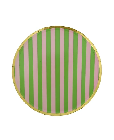 Jollity & Co. Camp Bachelorette Striped Paper Dinner Plates, Set of 8