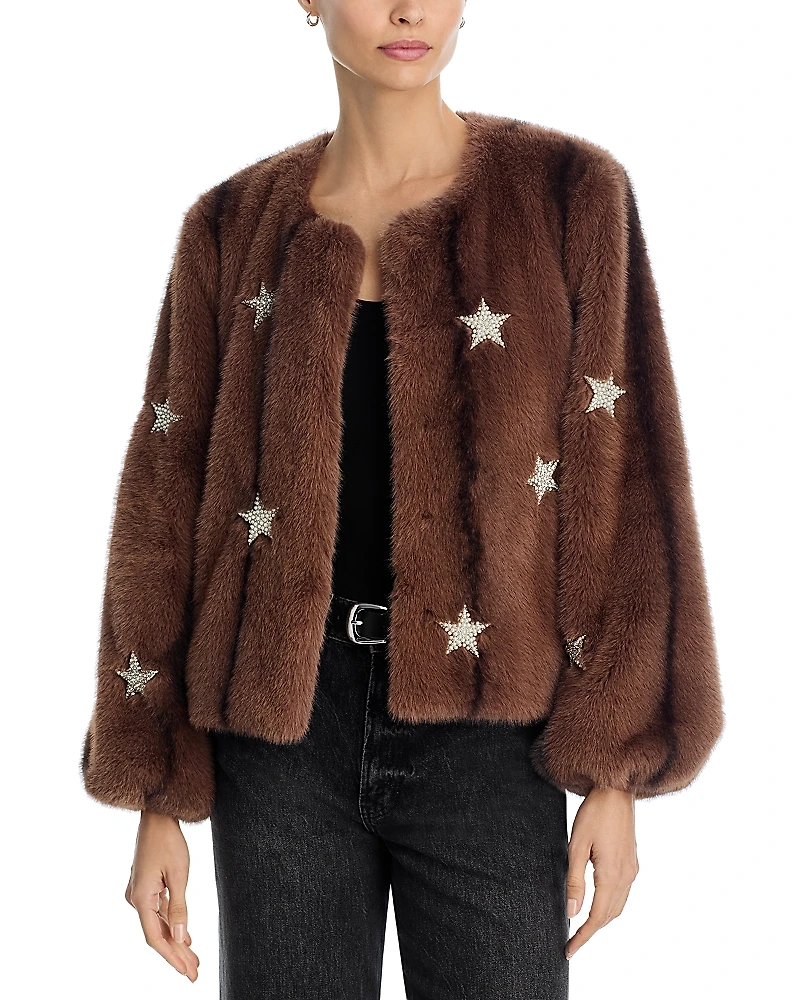 Cinq a Sept Benson Mixed Star Faux Fur Jacket