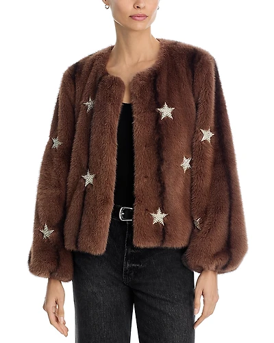 Cinq a Sept Benson Mixed Star Faux Fur Jacket
