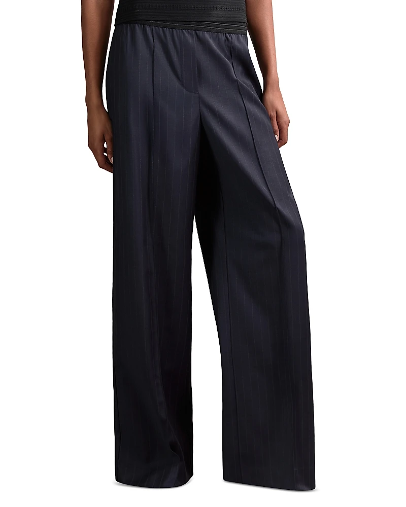 Reiss Petite Neave Waistband Pinstripe Wide Leg Pants