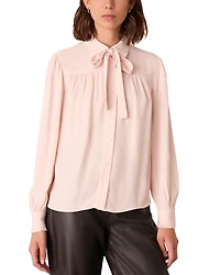 Whistles Tie Neck Crepe Blouse