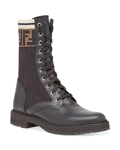 Fendi Women's Rockoko Leather Biker Boots