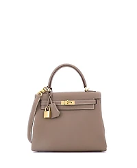 Pre-Owned HERMES Kelly 25 Handbag Grey Togo with Gold Hardware