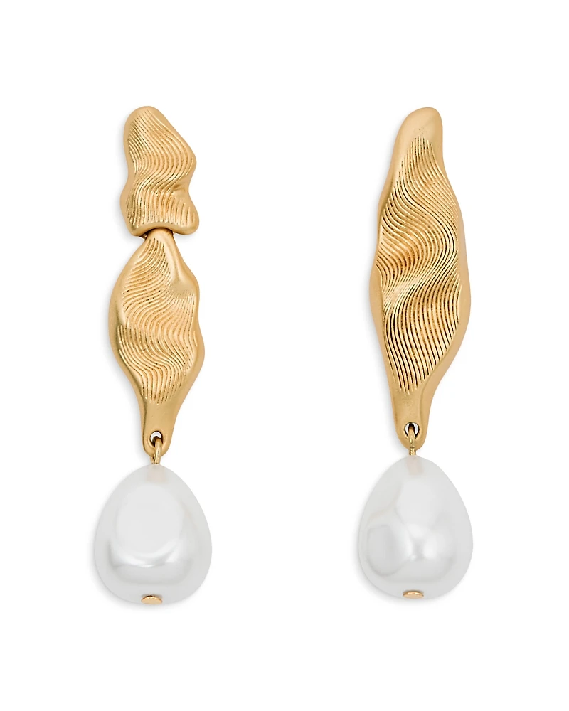 Reiss Margot Imitation Pearl Drop Earrings, 2.4