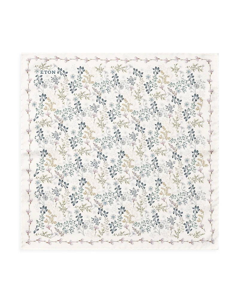 Eton Botanical Print Silk Pocket Square