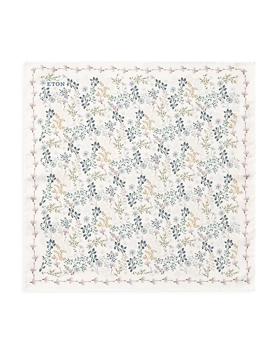 Eton Botanical Print Silk Pocket Square