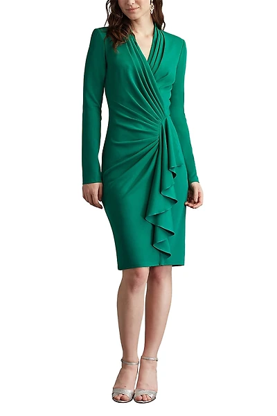 Tadashi Shoji Markum Long-Sleeve Flounce Dress