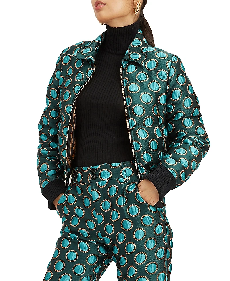 La Doublej Comasca Puffer Bomber Jacquard Winter Sun Emerald