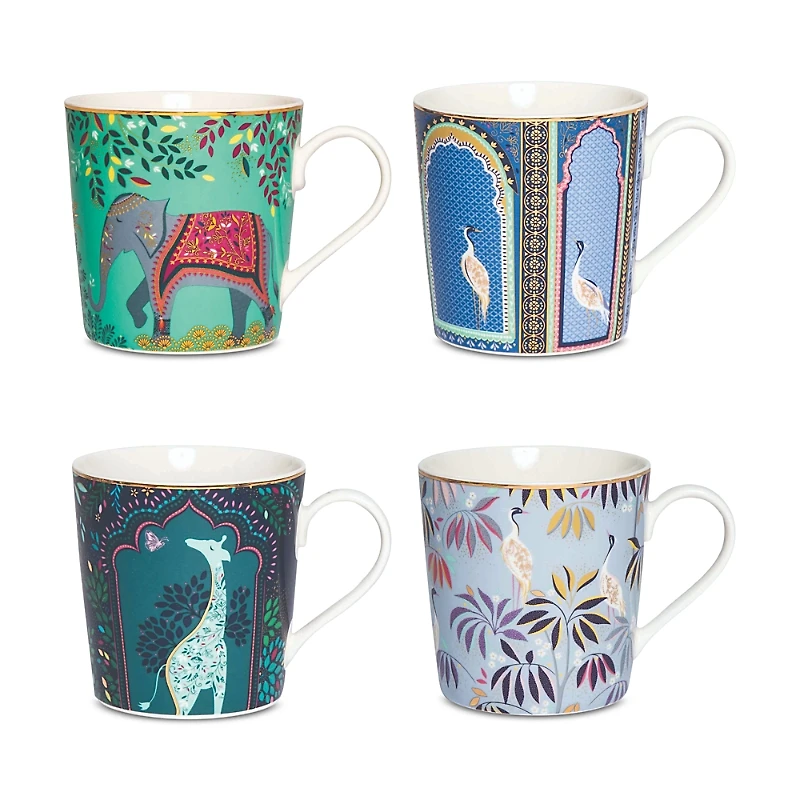 Portmeirion Sara Miller India Assorted Mugs, Set of 4