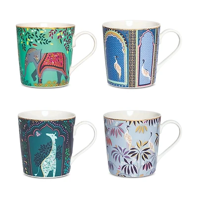 Portmeirion Sara Miller India Assorted Mugs, Set of 4