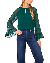 CeCe Tiered Flowy Keyhole Blouse