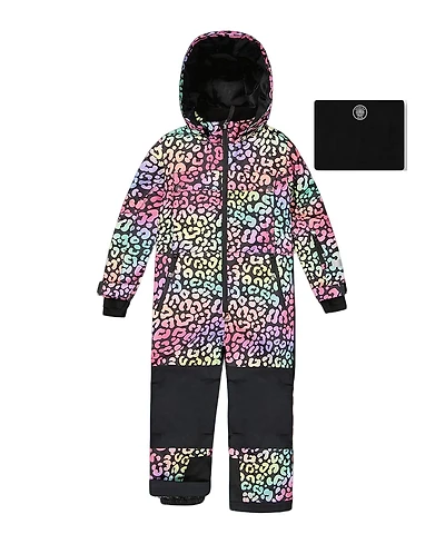 Deux par Girls' One-Piece Teknik Snowsuit Leopard - Big Kid