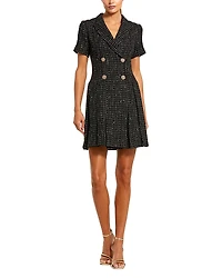 Mac Duggal Short Sleeve V Neck Tweed Blazer Mini Dress