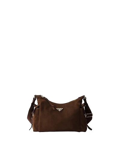Prada Aimee Large Suede Shoulder Bag