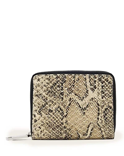 Allsaints Lena Snake Embossed Leather Zip Wallet