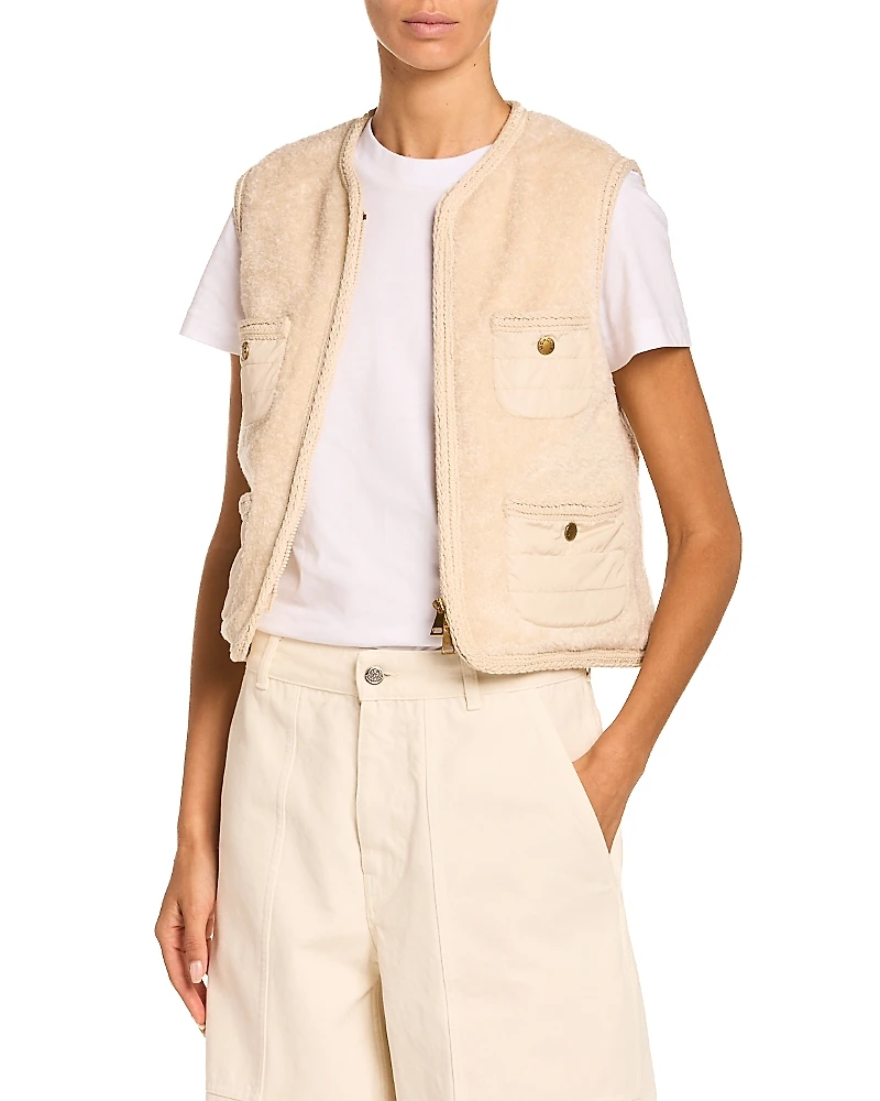 Moncler Mimosas Braided Trim Teddy Down Vest