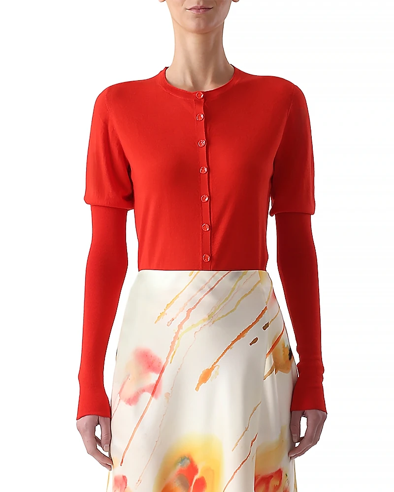 Jason Wu Collection Merino Wool Crewneck Cardigan Sweater