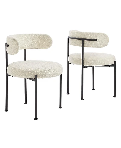Modway Albie Boucle Fabric Dining Chairs, Set of 2
