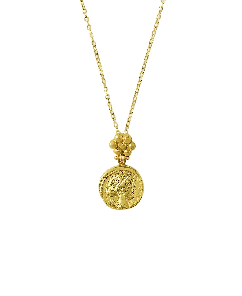 Ottoman Hands Goddess Demeter Coin Pendant Necklace