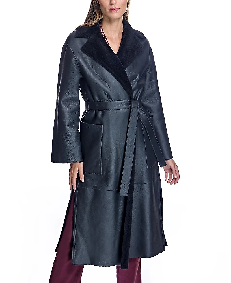 Maximilian Shearling Lamb Wrap Coat