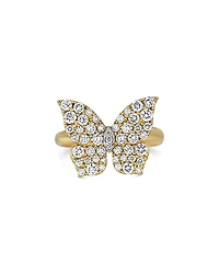 Piranesi 18K Yellow Gold Butterfly Diamond Pave Oro Ring