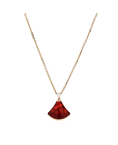 Pre-Owned Bvlgari Small Divas' Dream Pendant Necklace 18K Rose Gold with Carnelian and Diamond, 16.25 - 17.25"