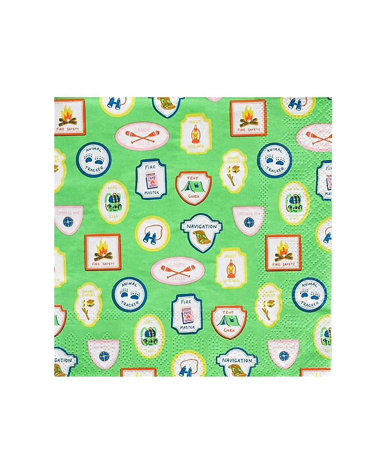 Jollity & Co. Camp Explorer Badge Large Paper Napkins, Set of 16