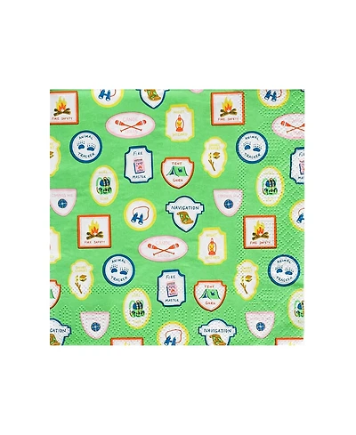 Jollity & Co. Camp Explorer Badge Large Paper Napkins, Set of 16