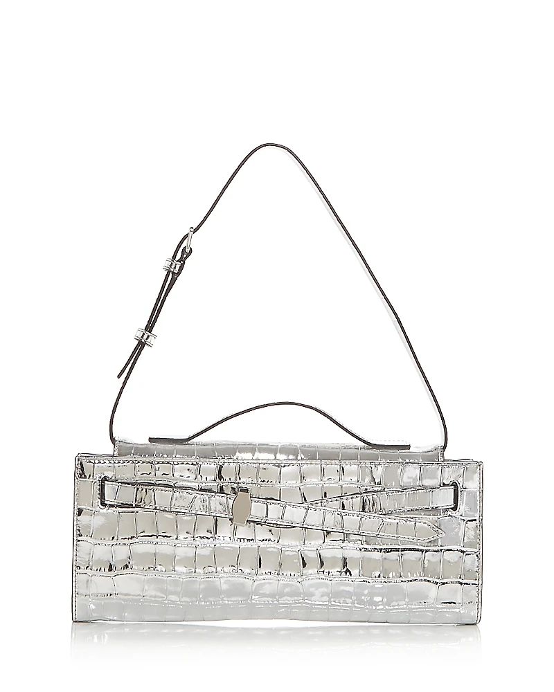 Veronica Beard Dash Croc Embossed Leather Clutch