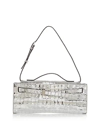 Veronica Beard Dash Croc Embossed Leather Clutch