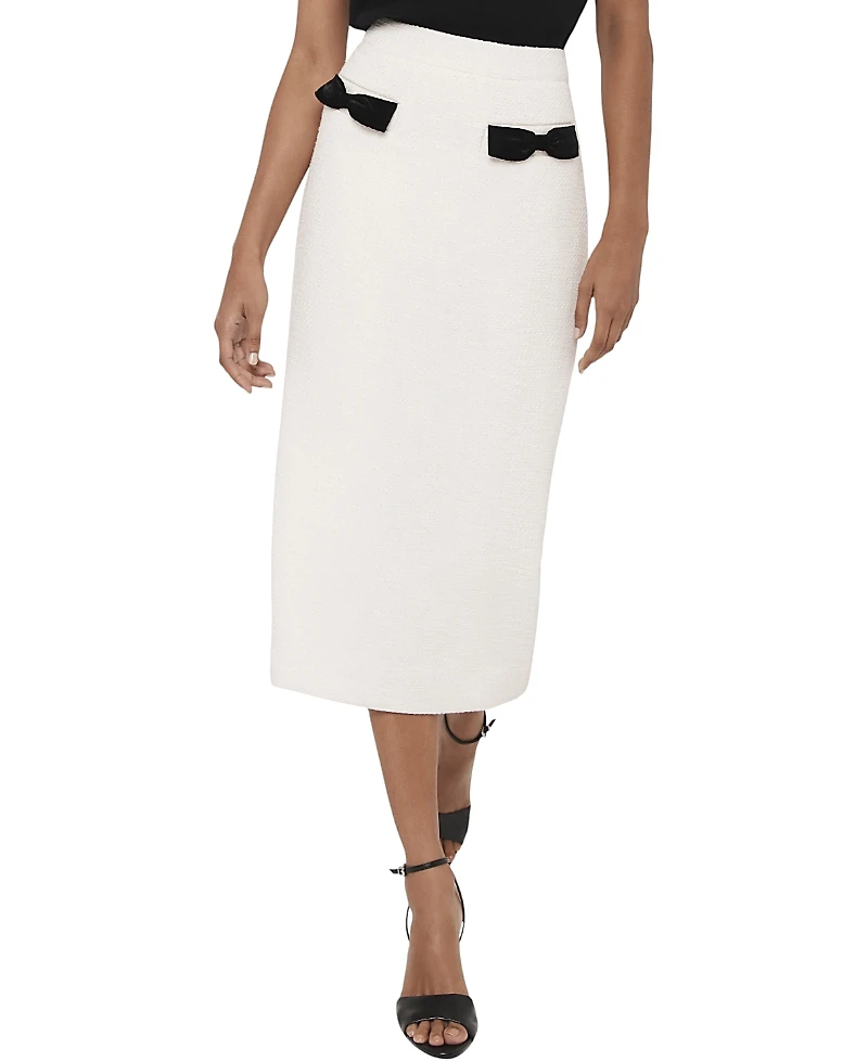 Mint Velvet Women's Boucle Bow Midi Skirt