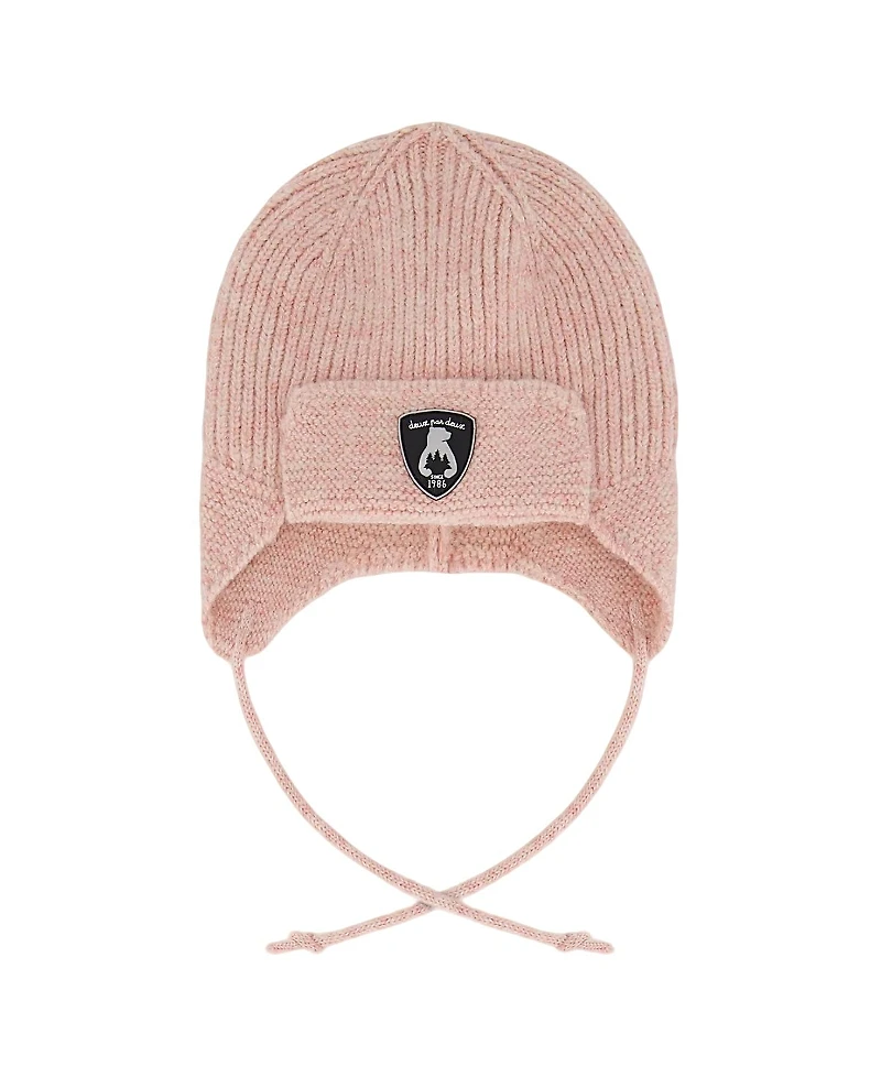 Deux par Girls' Lined Knit Hat with Ears and Strings - Baby