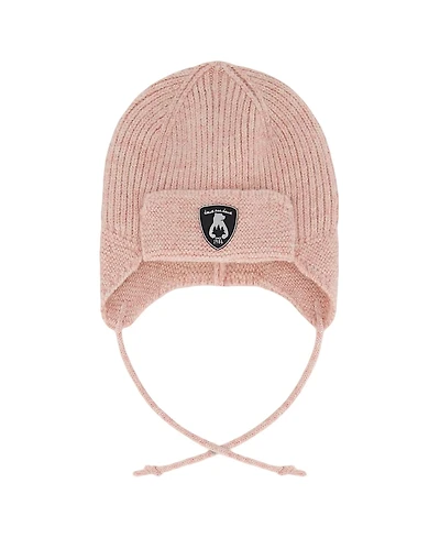 Deux par Girls' Lined Knit Hat with Ears and Strings - Baby