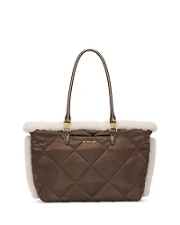 Mz Wallace Medium Madison East/West Quilted Shearling Tote
