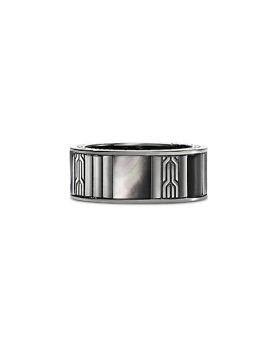 John Hardy Men's Dark Silver Carved Chain Mixed Stone Band