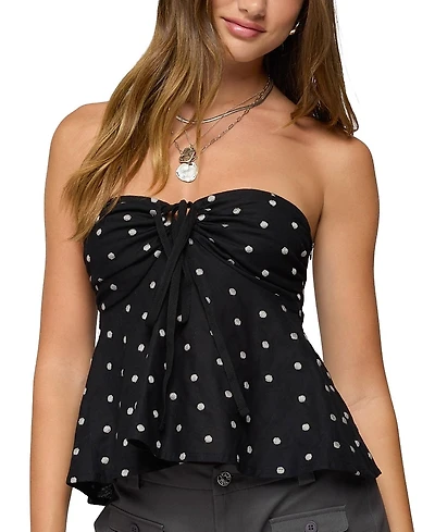 Edikted Izzey Polka Dot Strapless Babydoll Top