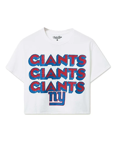 Junk Food Clothing Women's Nfl New York Giants Repeat Glitter Flea Market Crop Tee