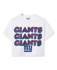 Junk Food Clothing Women's Nfl New York Giants Repeat Glitter Flea Market Crop Tee