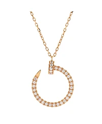 Pre-Owned Cartier Juste un Clou Pendant Necklace 18K Rose Gold and Pave Diamonds, 15.25 - 16"