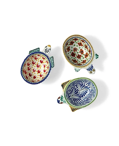 Uncommon Goods Majolica Salsa Turtle Bowls, Set of 3