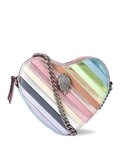 Kurt Geiger London Kensington Heart Metallic Leather Stripe Crossbody