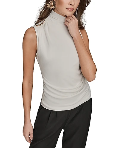 Donna Karan New York Draped Button Trim Top