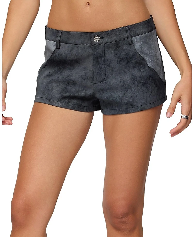 Edikted Rhiley Contrast Faux Suede Micro Shorts
