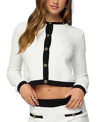 Edikted Mara Contrast Textured Knit Cardigan